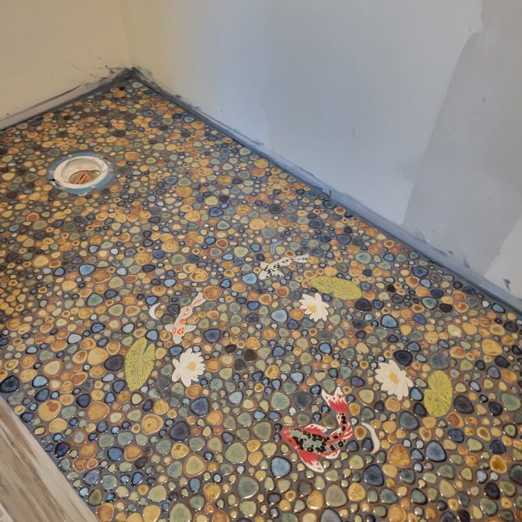 mosaic floor tile installation